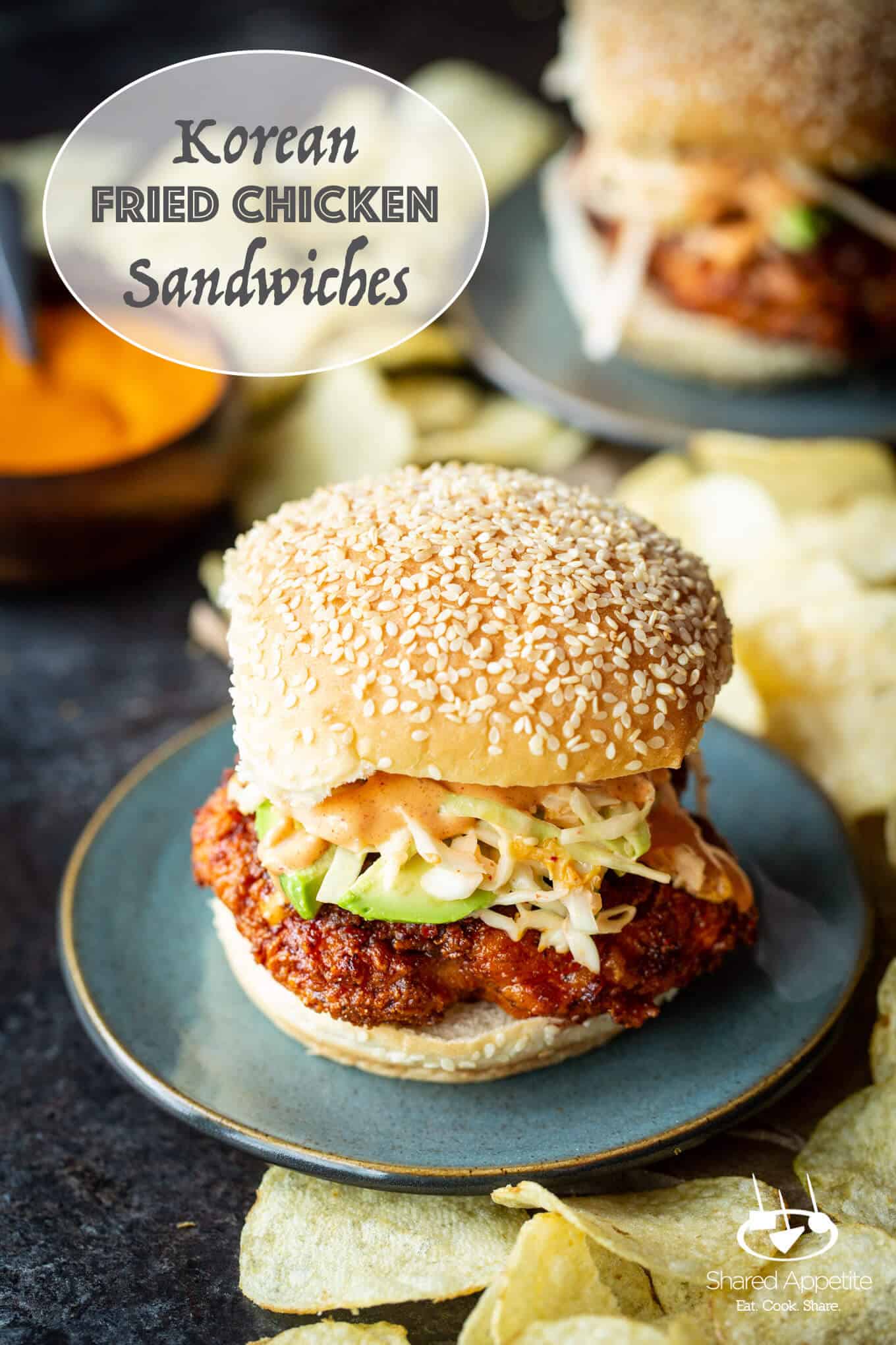 Korean Fried Chicken Sandwiches with Kimchi Slaw and Gochujang AIoli | sharedappetite.com