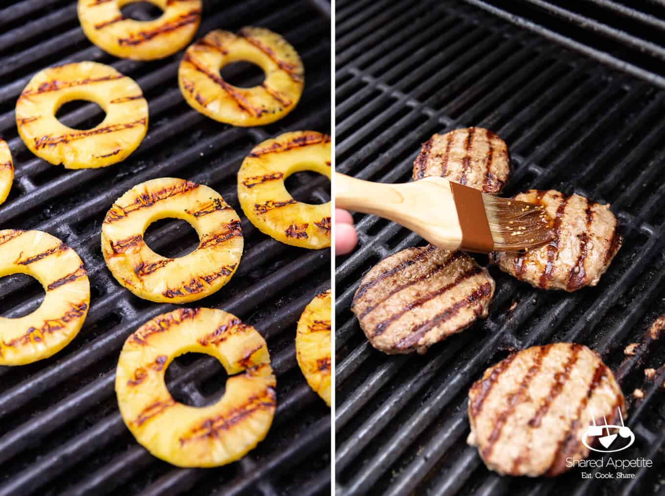 Hawaiian Turkey Burgers with Grilled Pineapple, Turkey Bacon, and Mashed Avocado | sharedappetite.com