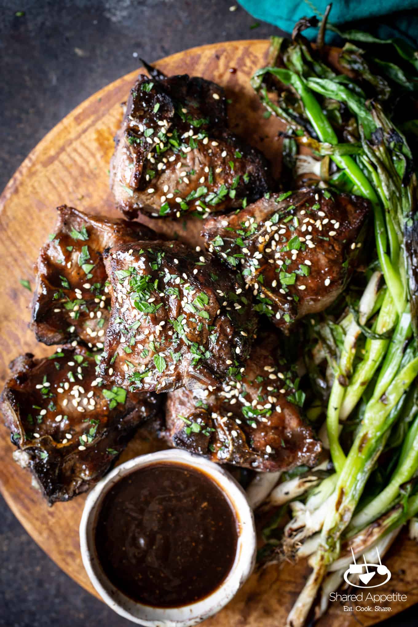 up close on Korean Lamb Chops with Grilled Scallions | sharedappetite.com