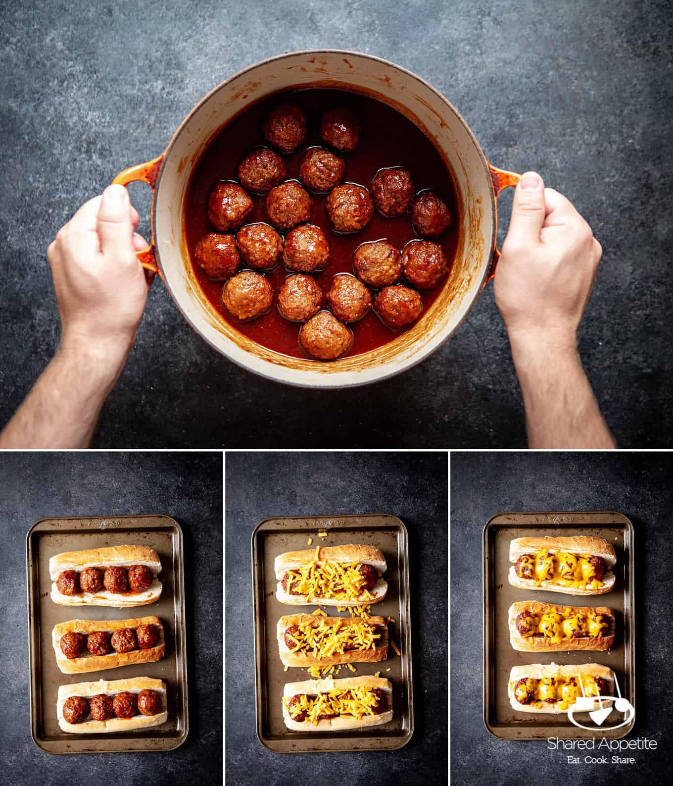 making these bbq-meatball-subs-dr-pepper-bbq-sauce | sharedappetite.com