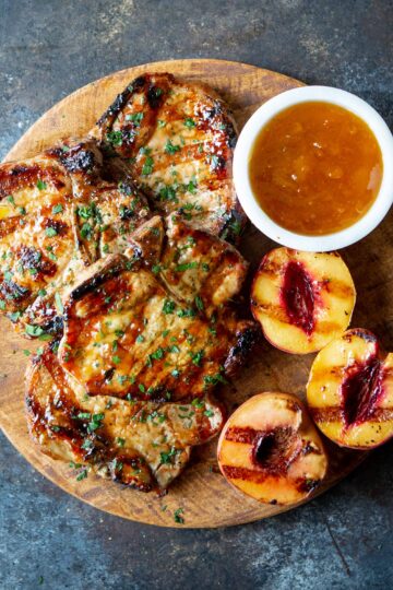 Peach Bourbon Glazed Pork Chops | sharedappetite.com