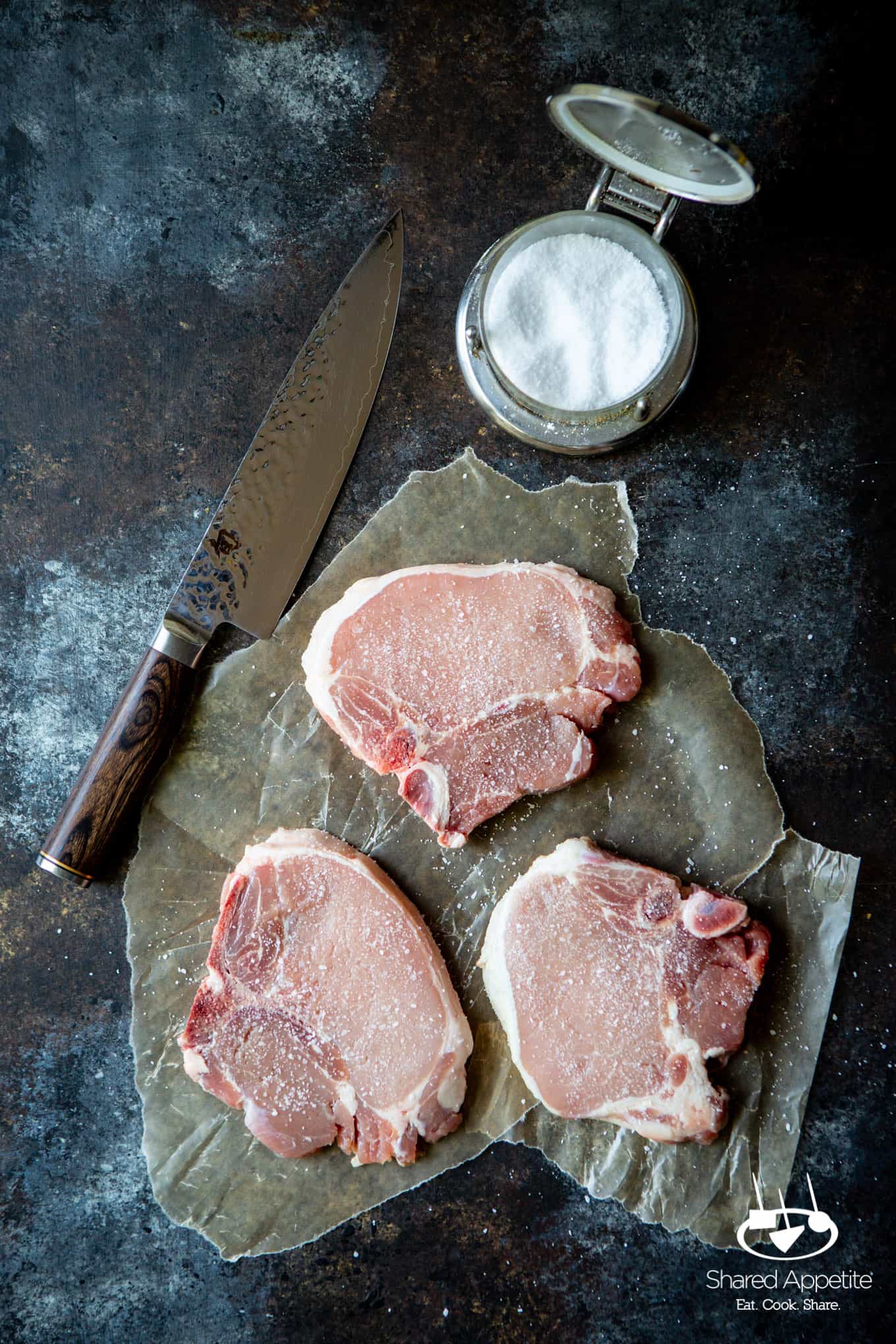 pork chops for these Peach Bourbon Glazed Pork Chops | sharedappetite.com