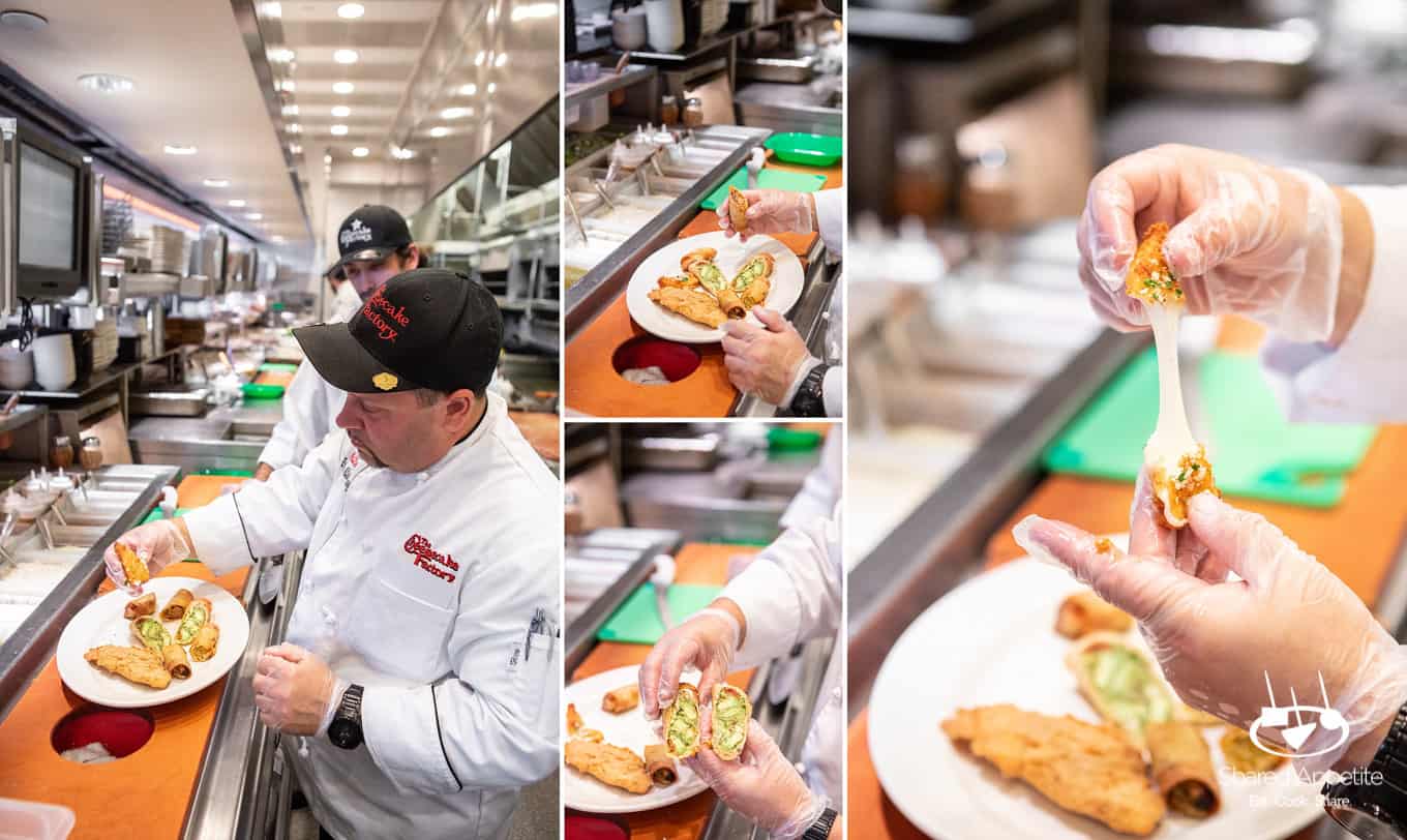 Head Chef checking eggroll quality at The Cheesecake Factory | sharedappetite.com