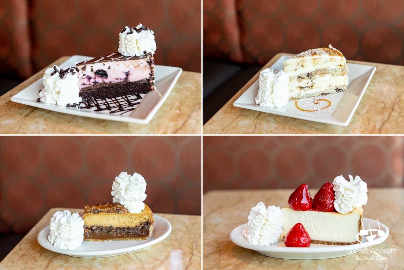 Four different cheesecakes at The Cheesecake Factory | sharedappetite.com