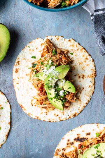 Slow Cooker Salsa Chicken Tacos | sharedappetite.com