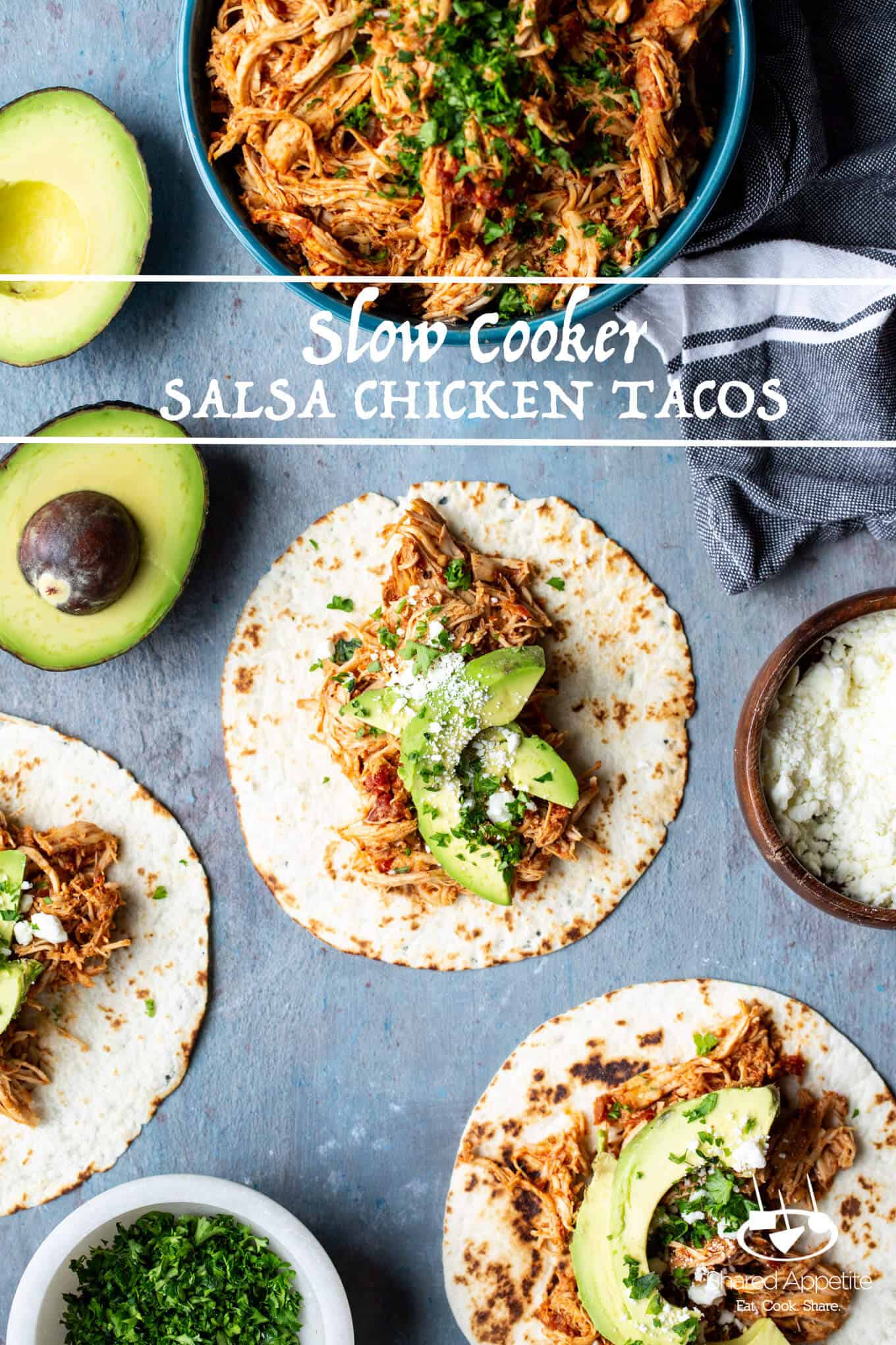 Slow Cooker Salsa Chicken Tacos | sharedappetite.com