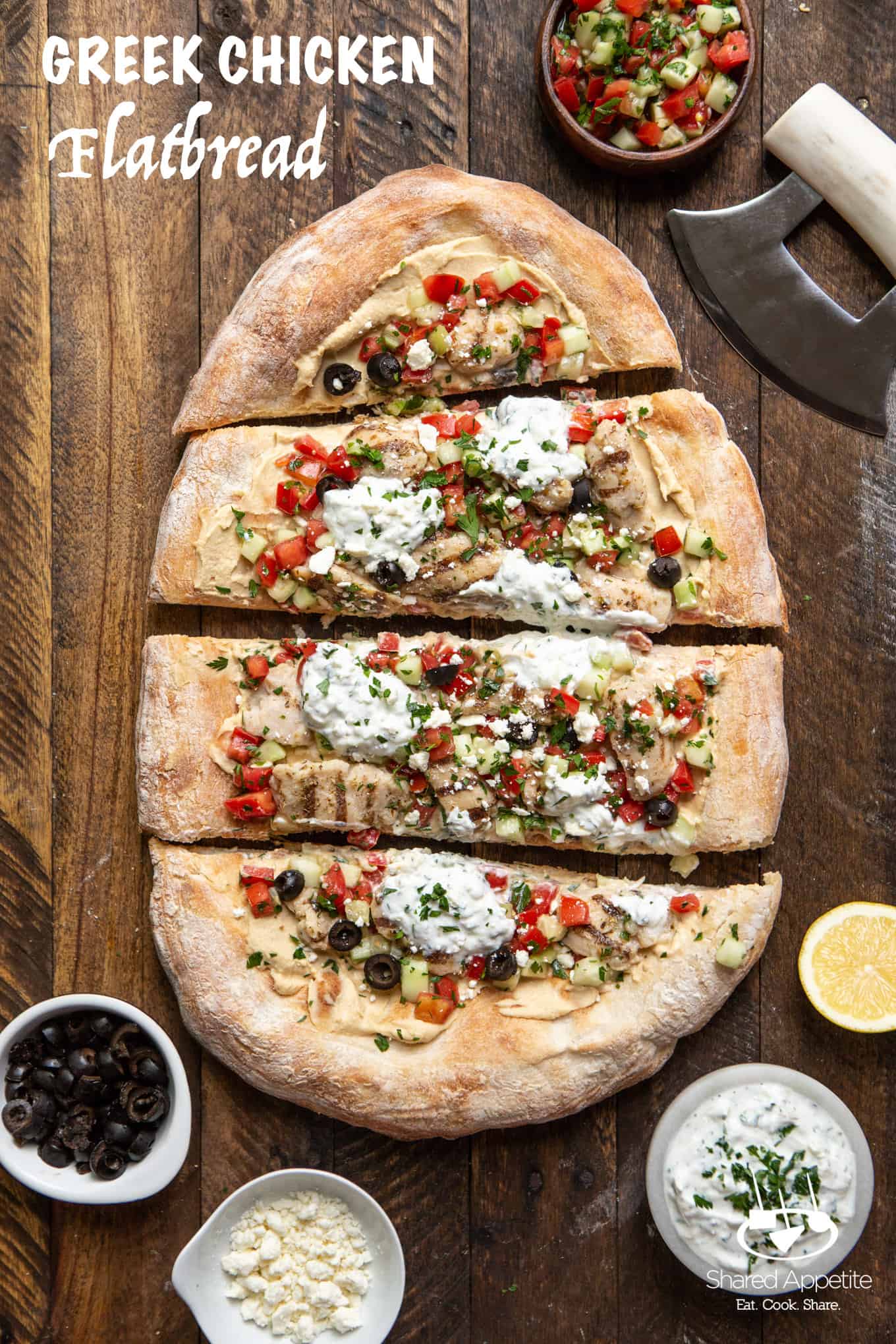 Greek Chicken Flatbread | sharedappetite.com