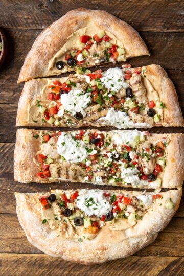 Greek Chicken Flatbread | sharedappetite.com