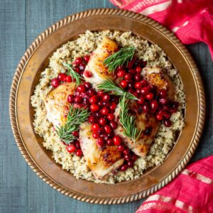 One Pan Cranberry Rosemary Chicken Thighs | sharedappetite.com