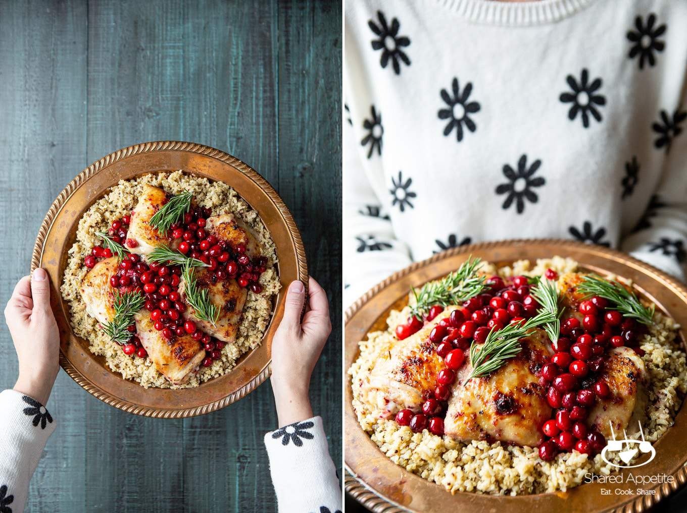 One Pan Cranberry Rosemary Chicken Thighs | sharedappetite.com