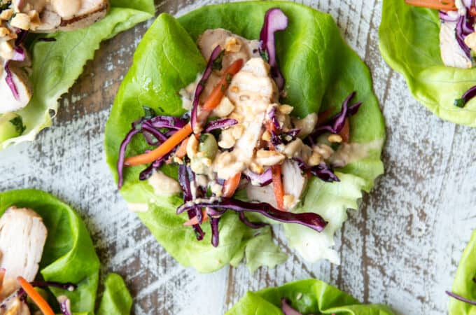 Thai Peanut Chicken Lettuce Wraps