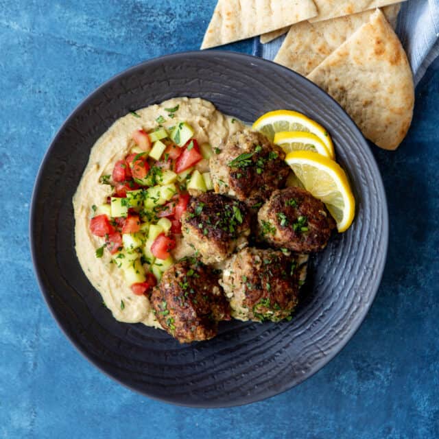 Greek Chicken Meatballs with Hummus and Israeli Salad - Shared Appetite