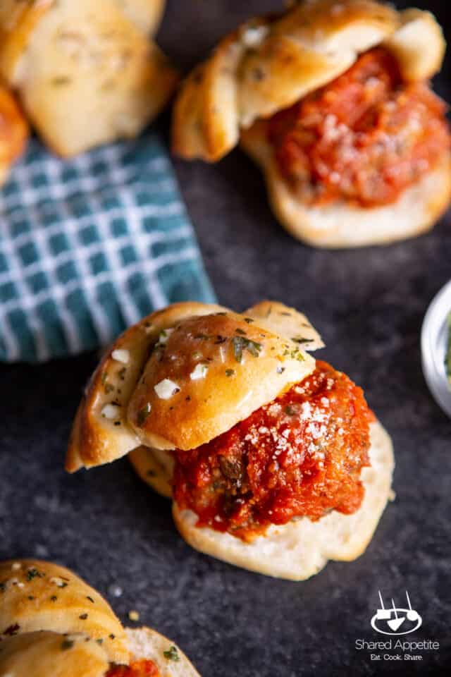 Garlic Knot Meatball Sliders Shared Appetite