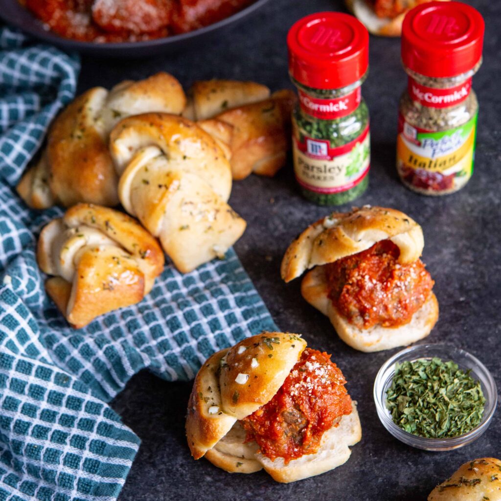 Garlic Knot Meatball Sliders - Shared Appetite