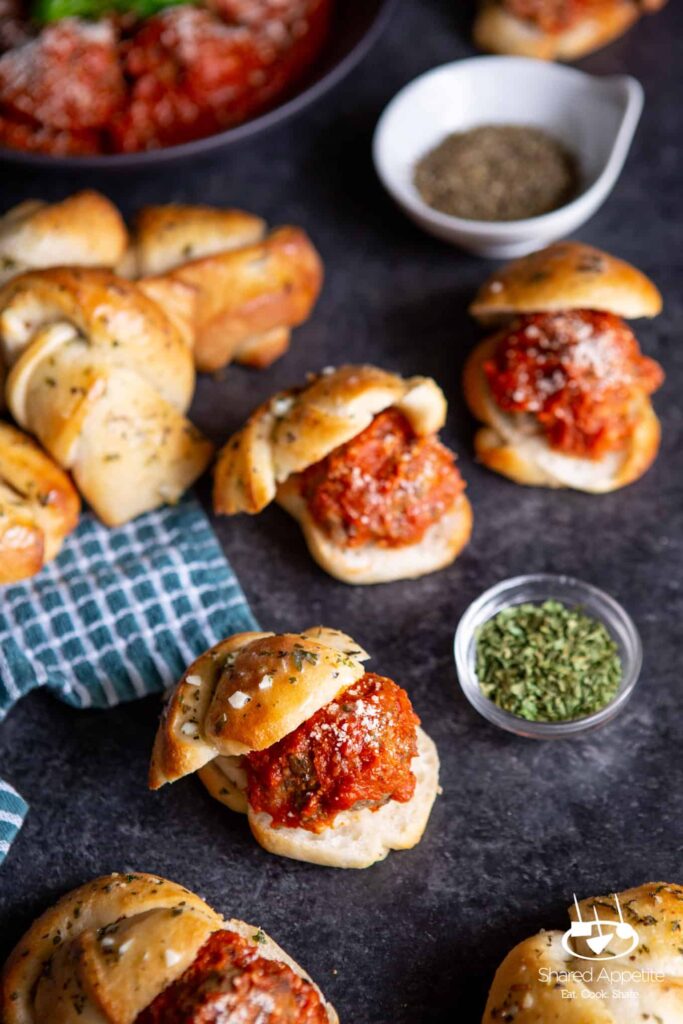 Garlic Knot Meatball Sliders Shared Appetite