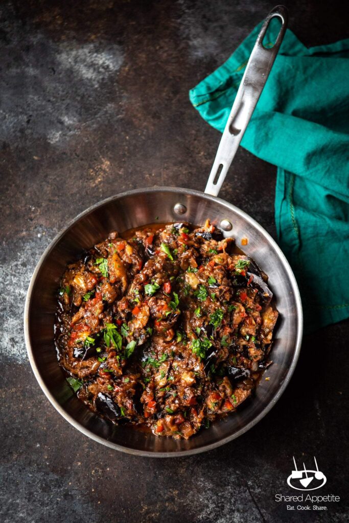 Mediterranean Eggplant Dip with Hummus and Restaurant Style Pita | sharedappetite.com