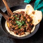 Mediterranean Eggplant Dip with Hummus and Restaurant Style Pita | sharedappetite.com