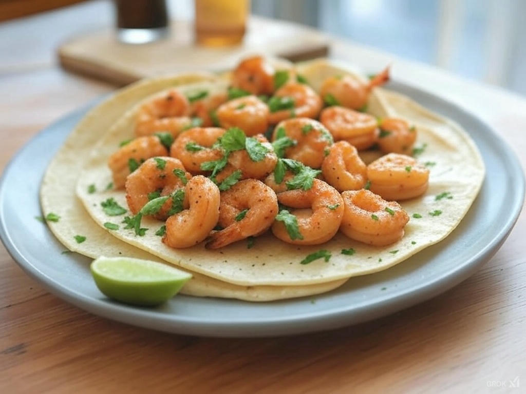 Spicy Honey Butter Shrimp Tacos