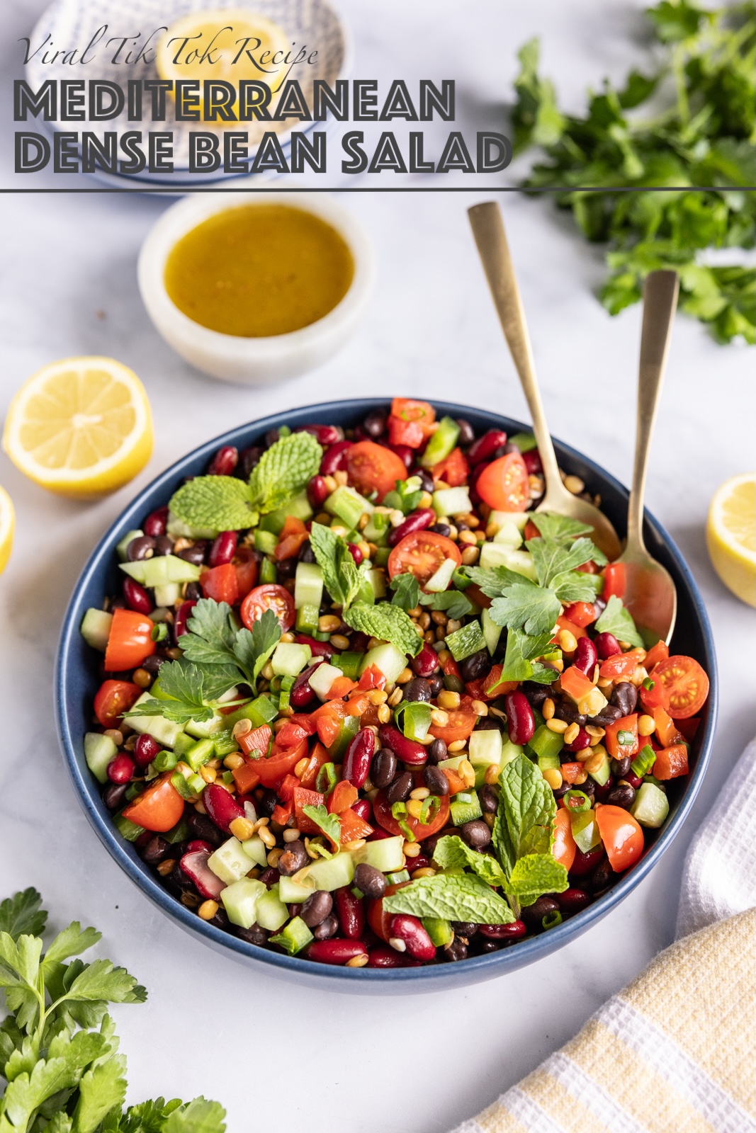 Mediterranean Dense Bean Salad - Viral Tik Tok Recipe 6 viral tiktok mediterranean dense bean salad 4 copy